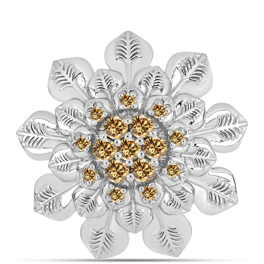 Broche de Plata con Moisanita Champagne