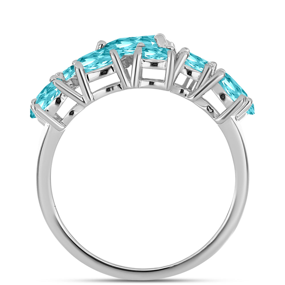Anillo de Plata con Cuarzo Paraiba y Topacio Blanco 2 