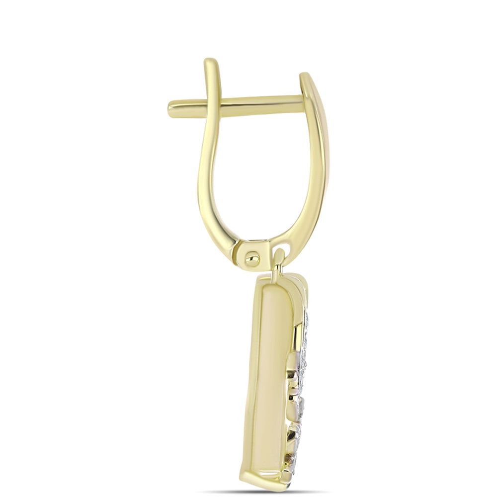 Pendientes de Plata Bañada en Oro con Madreperla y Topacio Blanco 2 