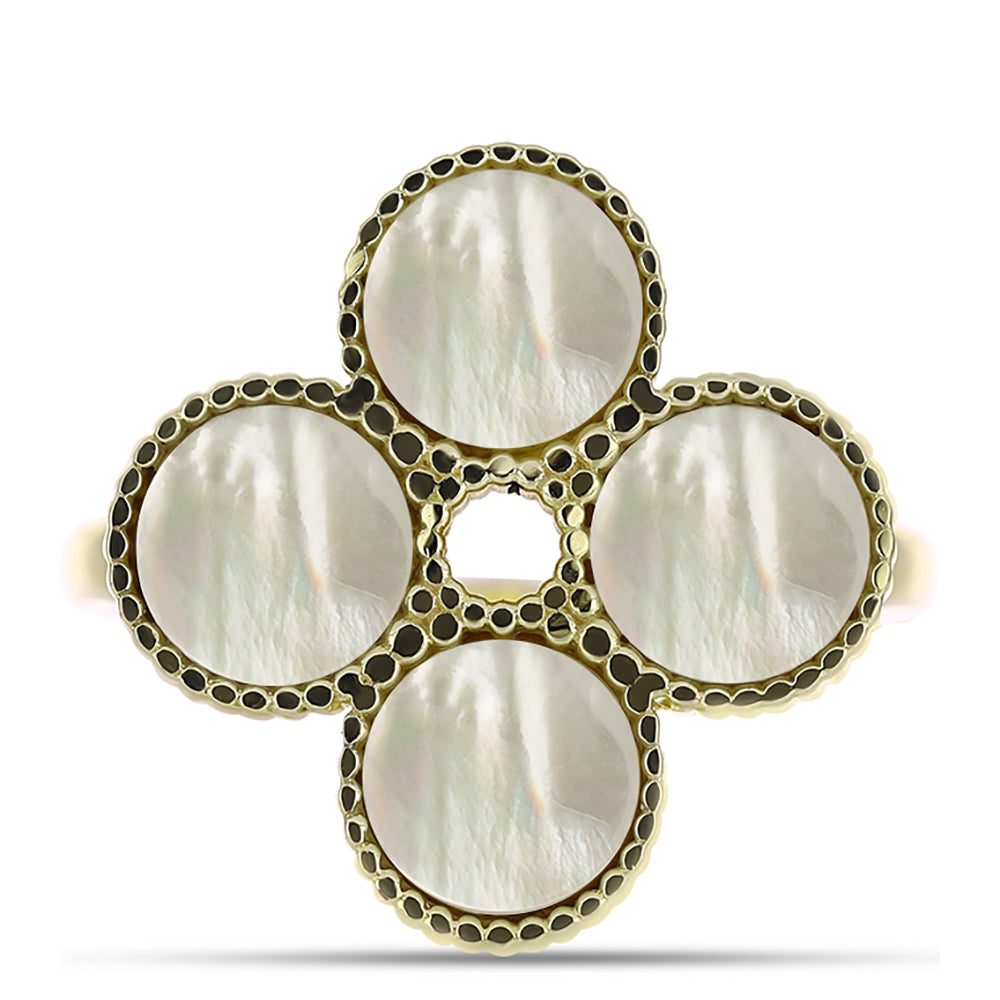 Anillo de Plata Bañada en Oro con Madreperla 1 