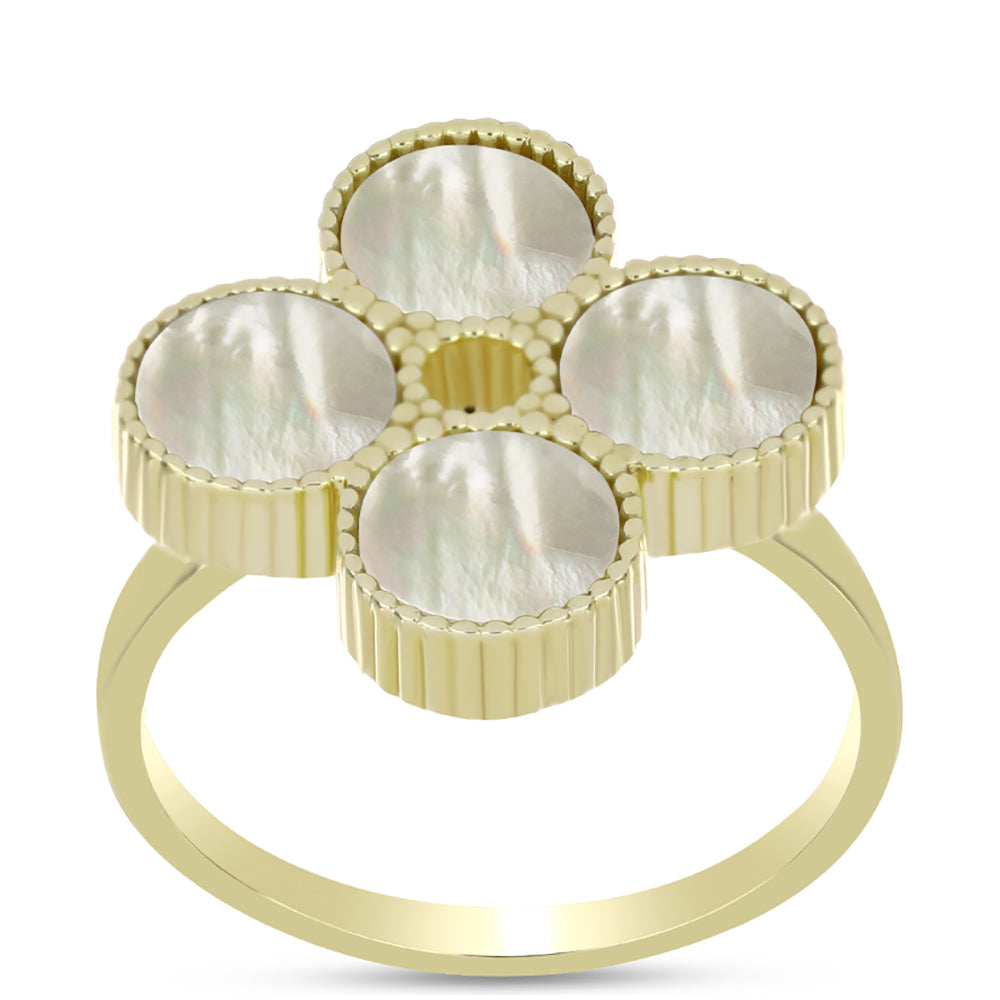 Anillo de Plata Bañada en Oro con Madreperla 3 