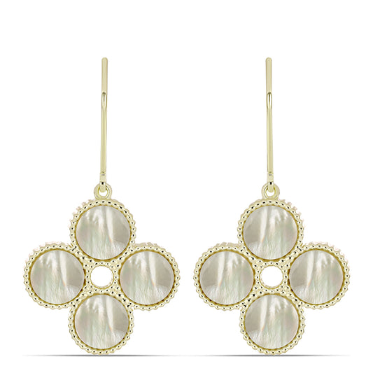 Pendientes de Plata Bañada en Oro con Madreperla