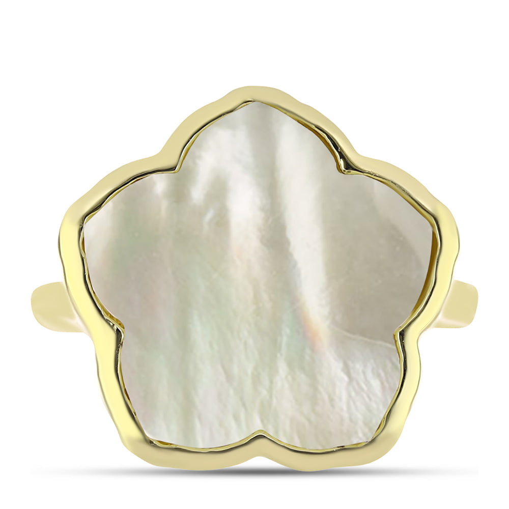 Anillo de Plata Bañada en Oro con Madreperla 1 