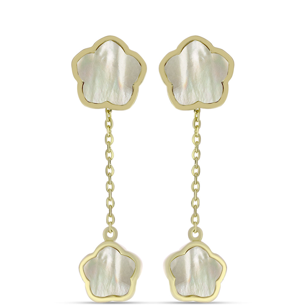 Pendientes de Plata Bañada en Oro con Madreperla