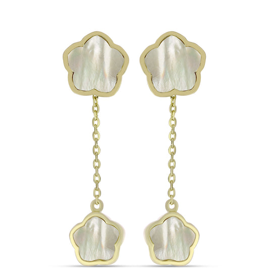 Pendientes de Plata Bañada en Oro con Madreperla