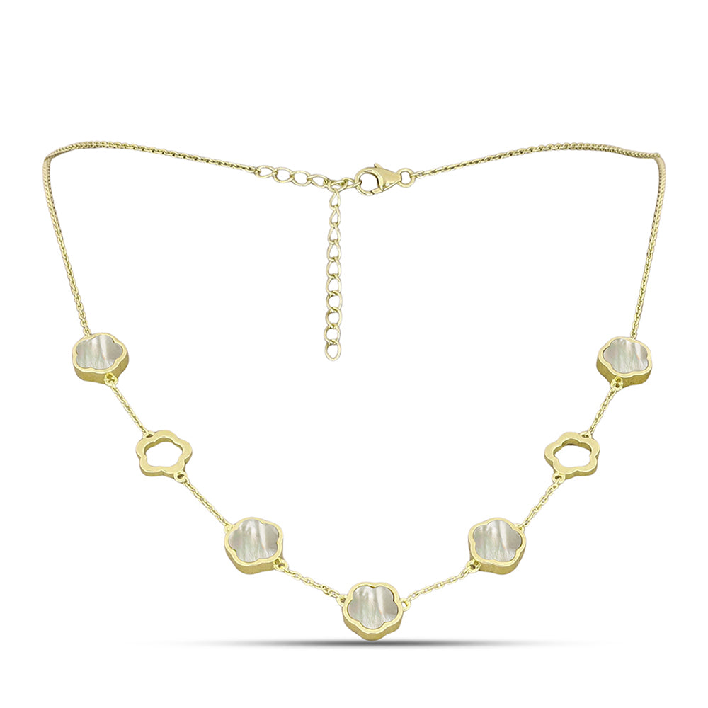 Collar de Plata Bañada en Oro con Madreperla