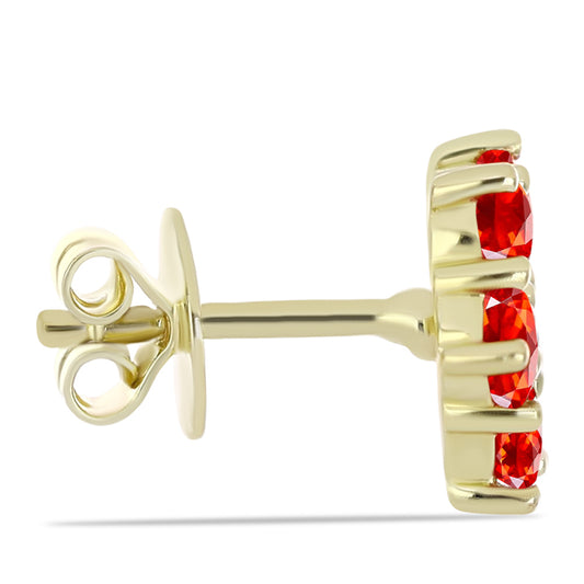 Pendientes de Plata Bañada en Oro con Ópalo Rojo etíope de Lega Dembi y Topacio Blanco