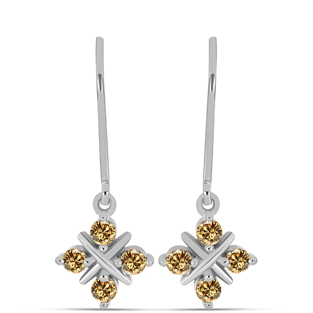 Pendientes de Plata con Moisanita Champagne