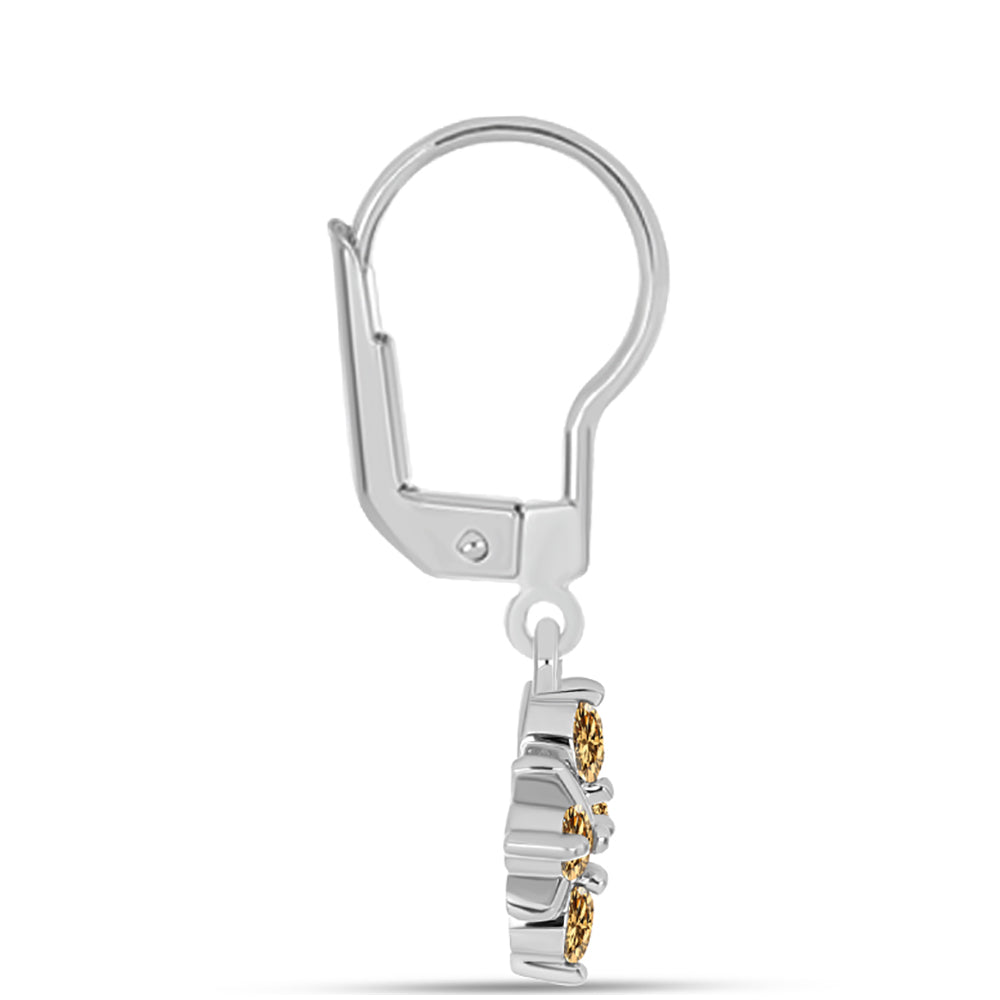 Pendientes de Plata con Moisanita Champagne 2 