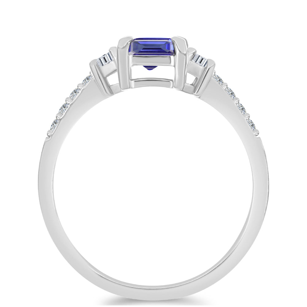 Anillo de Plata con Tanzanita AAA y Topacio Blanco 2 
