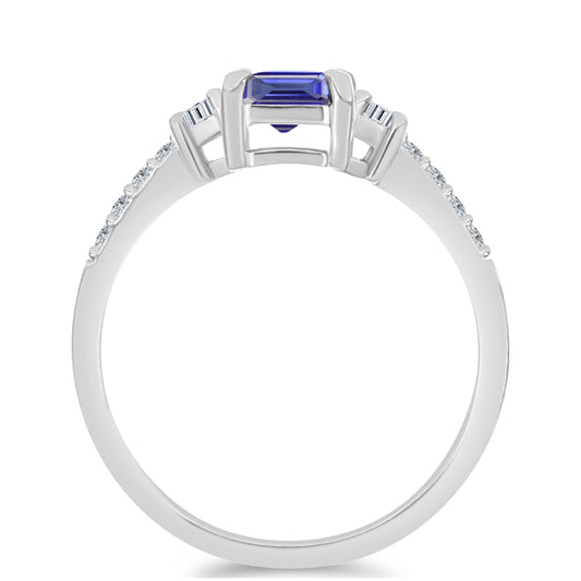 Anillo de Plata con Tanzanita AAA y Topacio Blanco