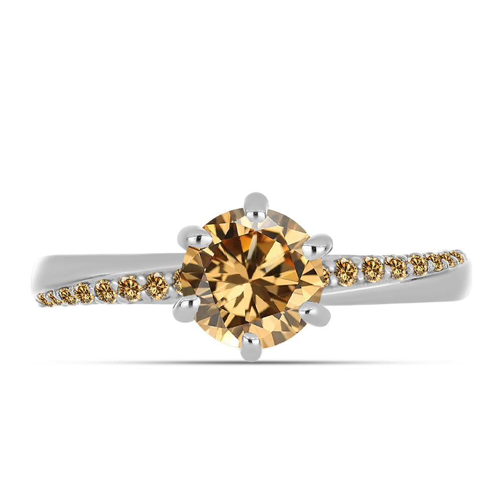 Anillo de Plata con Moisanita Champagne 3 