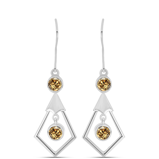 Pendientes de Plata con Moisanita Champagne