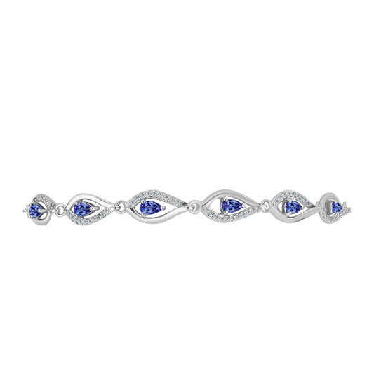 Pulsera de Plata con Tanzanita AAA y Topacio Blanco