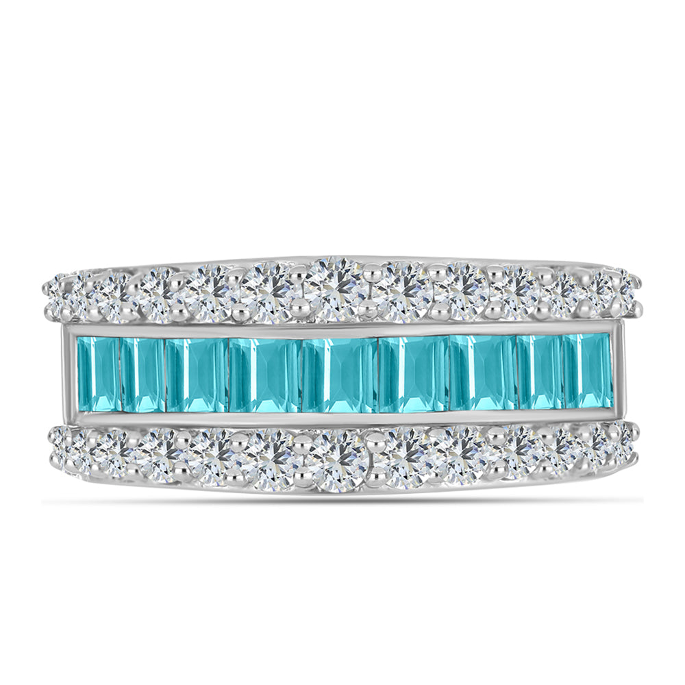 Anillo de Plata con Cuarzo Paraiba y Topacio Blanco 2 