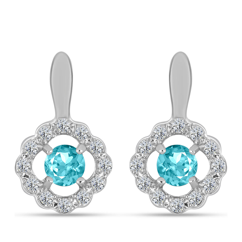 Pendientes de Plata con Cuarzo Paraiba y Topacio Blanco 1 