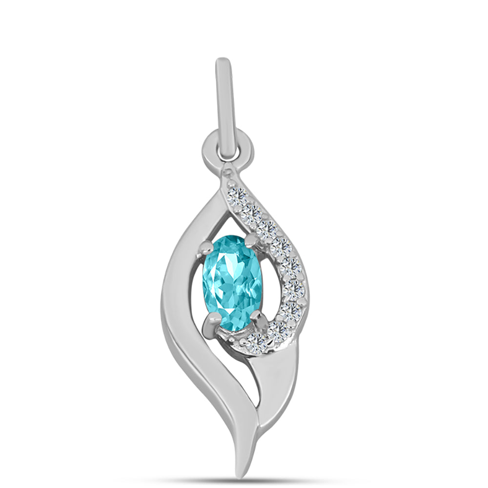 Colgante de Plata con Cuarzo Paraiba y Topacio Blanco