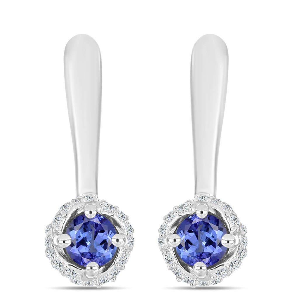 Pendientes de Plata con Tanzanita AAA y Topacio Blanco