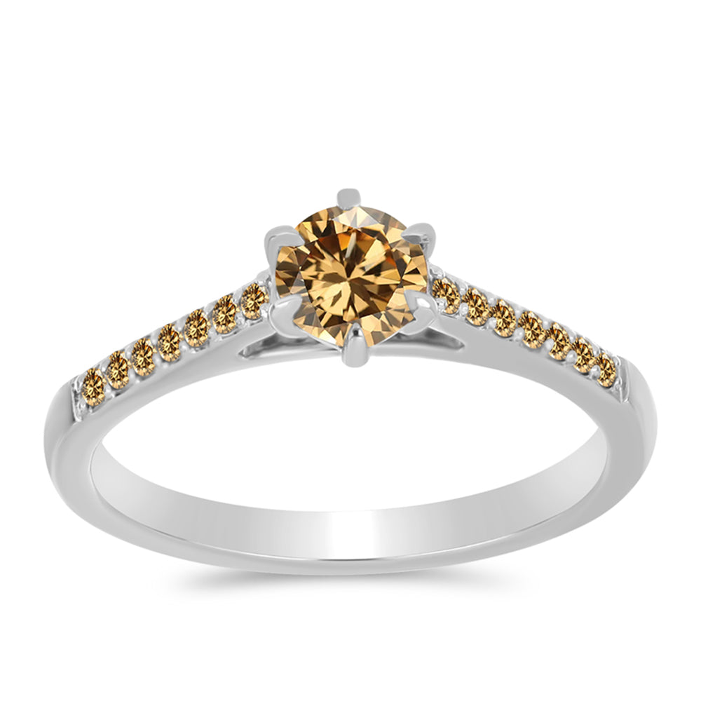 Anillo de Plata con Moisanita Champagne