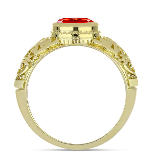 Anillo de Plata Bañada en Oro con Ópalo Rojo etíope de Lega Dembi