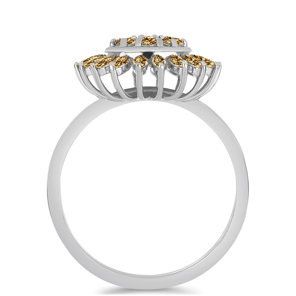 Anillo de Plata con Moisanita Champagne 2 