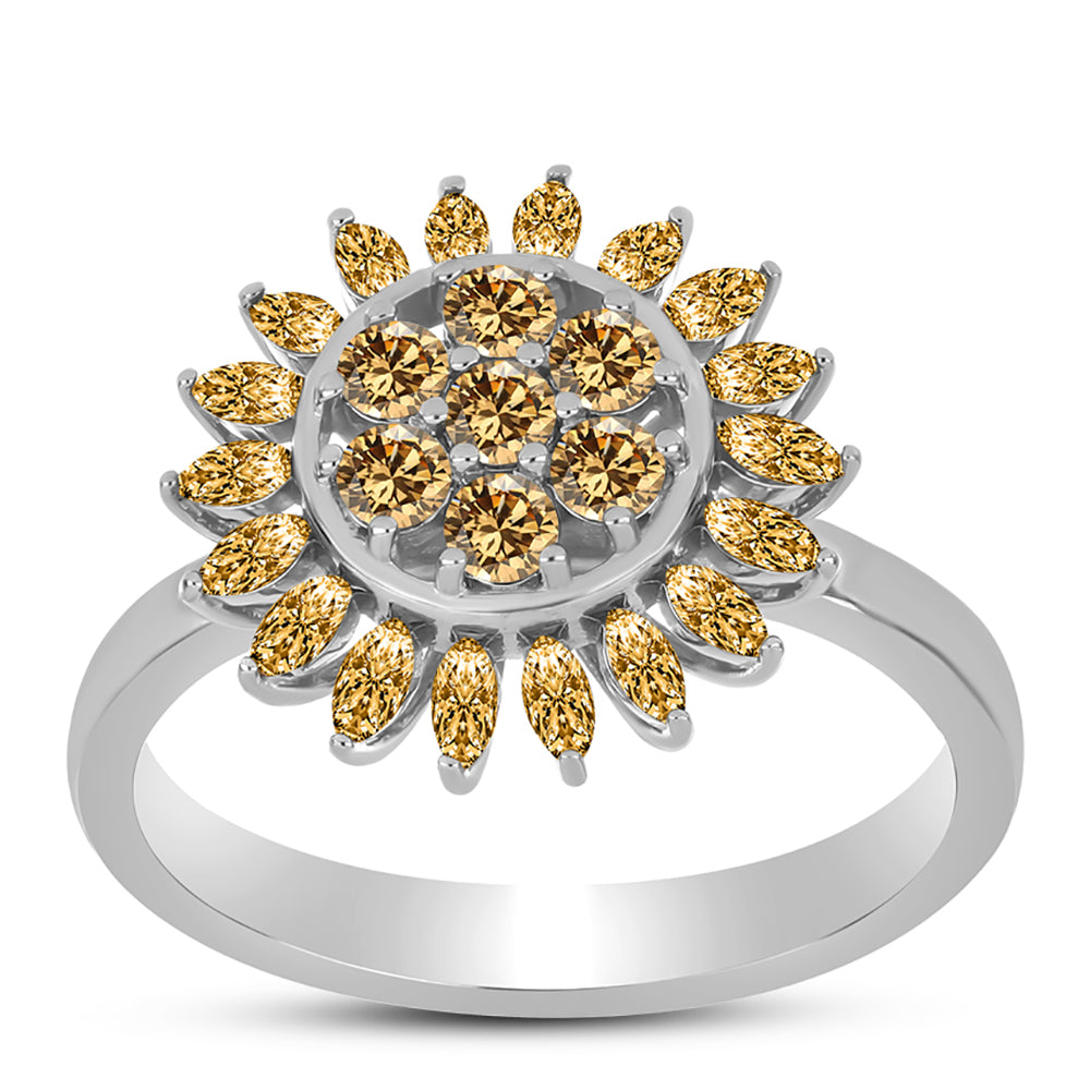 Anillo de Plata con Moisanita Champagne