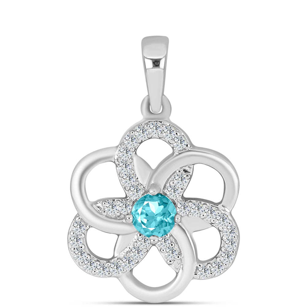 Colgante de Plata con Cuarzo Paraiba y Topacio Blanco 1 