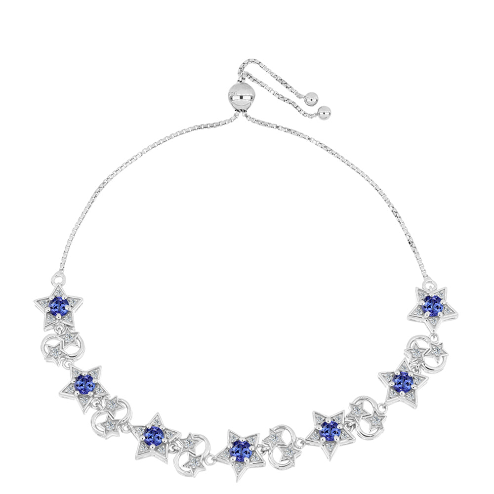 Pulsera de Plata con Tanzanita AAA y Topacio Blanco
