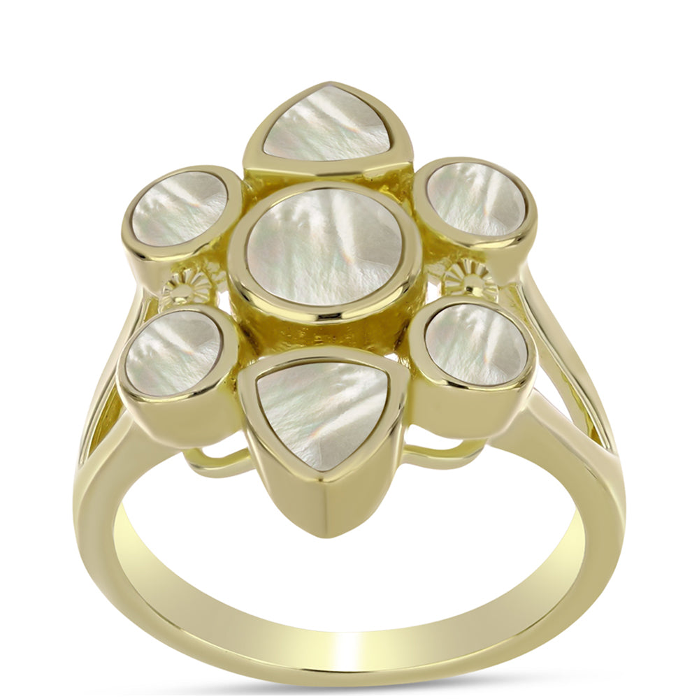 Anillo de Plata Bañada en Oro con Madreperla