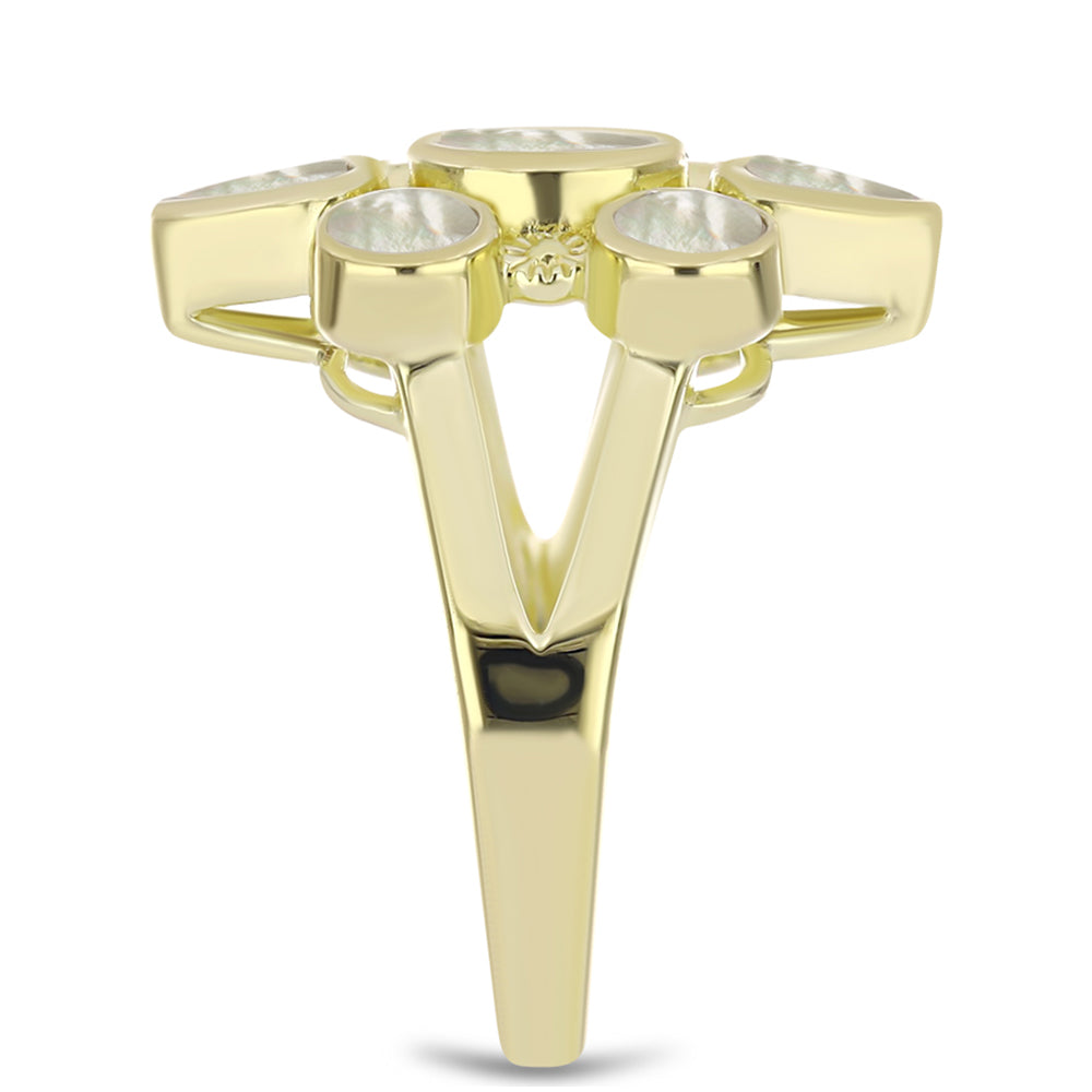 Anillo de Plata Bañada en Oro con Madreperla 4 