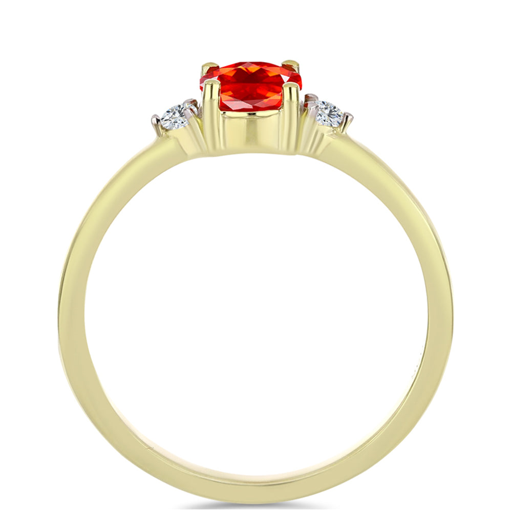 Anillo de Plata Bañada en Oro con Ópalo Rojo etíope de Lega Dembi y Topacio Blanco 2 
