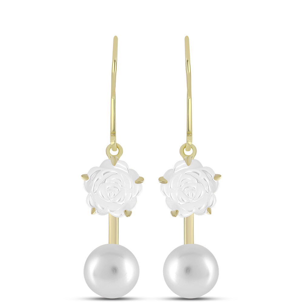 Pendientes de Plata Bañada en Oro con Madreperla y Perla de Agua Dulce 1 