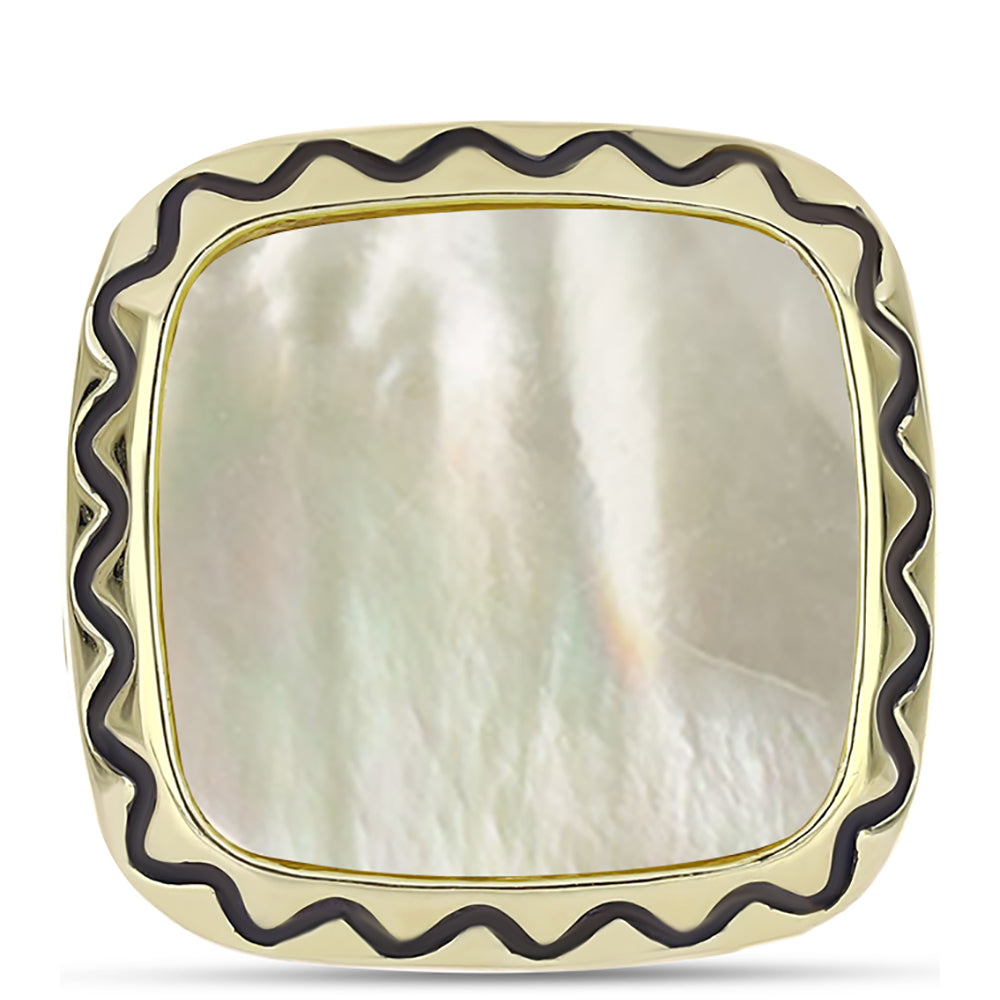 Anillo de Plata Bañada en Oro con Madreperla