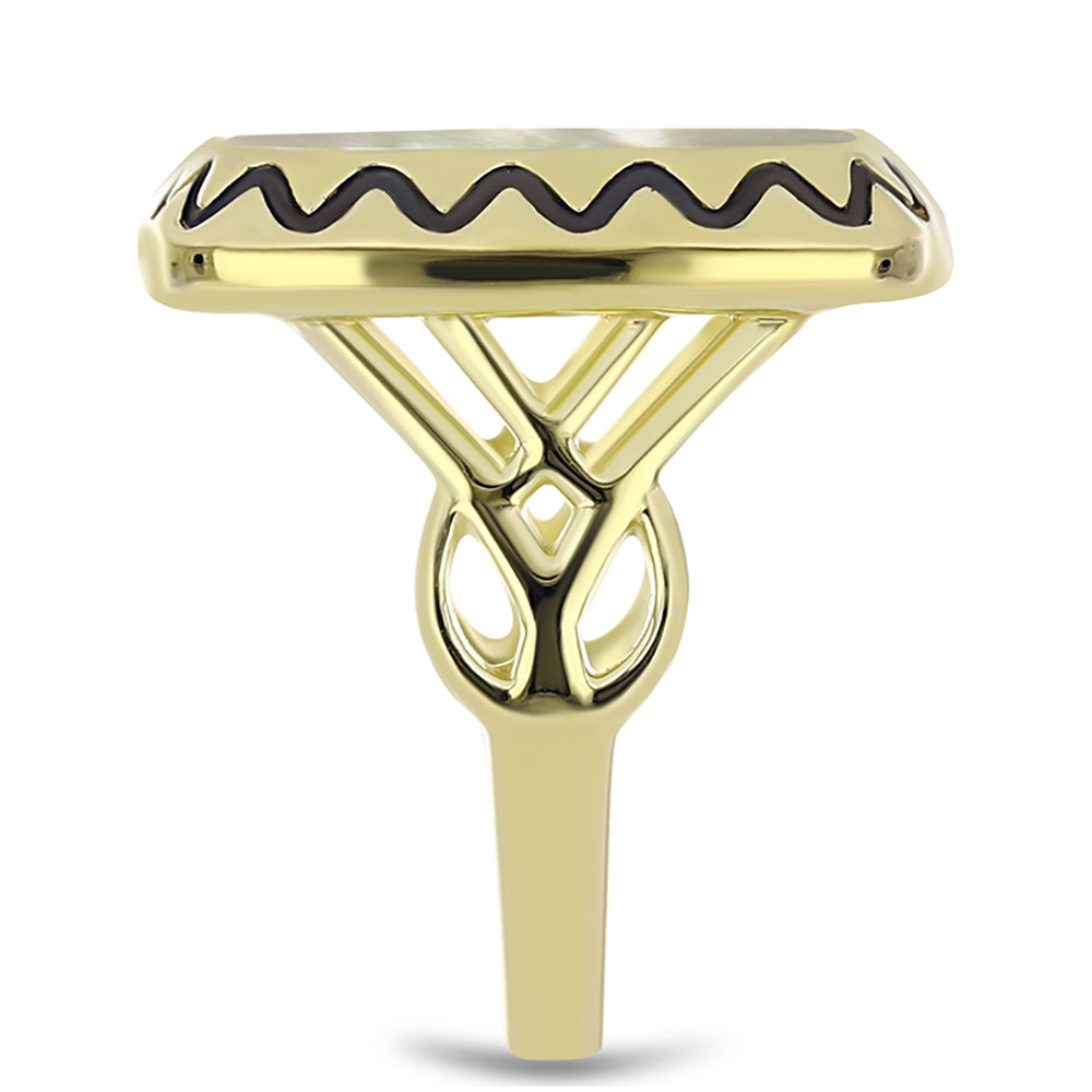 Anillo de Plata Bañada en Oro con Madreperla 4 