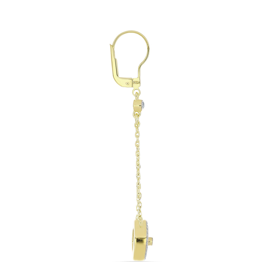 Pendientes de Plata Bañada en Oro con Madreperla y Topacio Blanco 2 