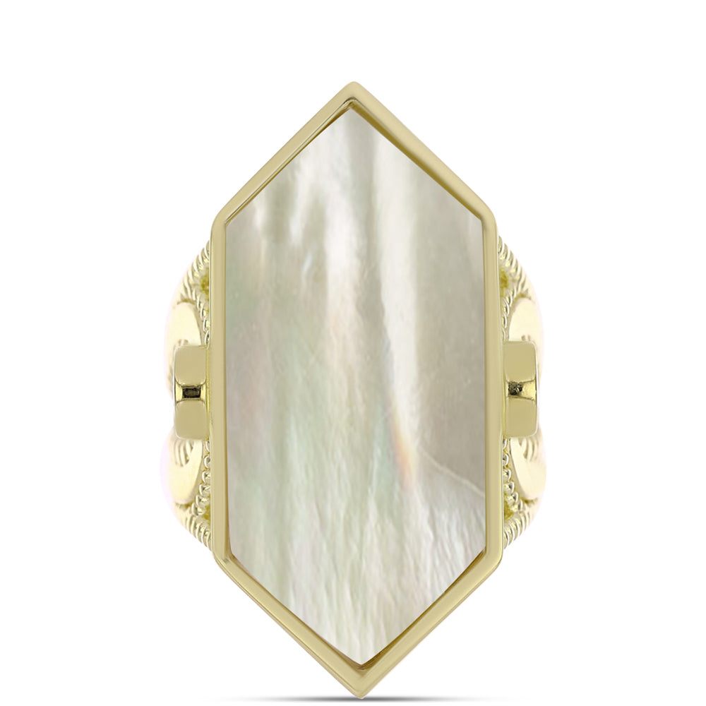 Anillo de Plata Bañada en Oro con Madreperla 1 