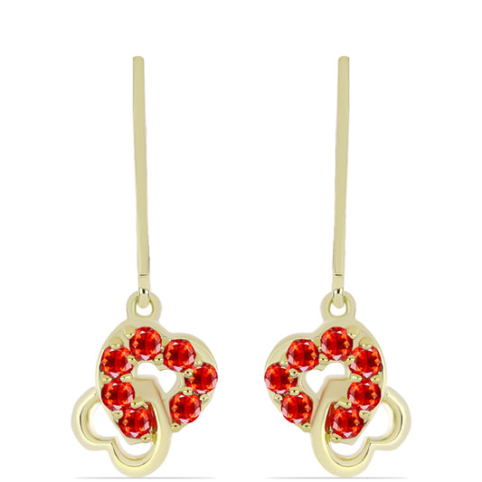 Pendientes de Plata Bañada en Oro con Ópalo Rojo etíope de Lega Dembi