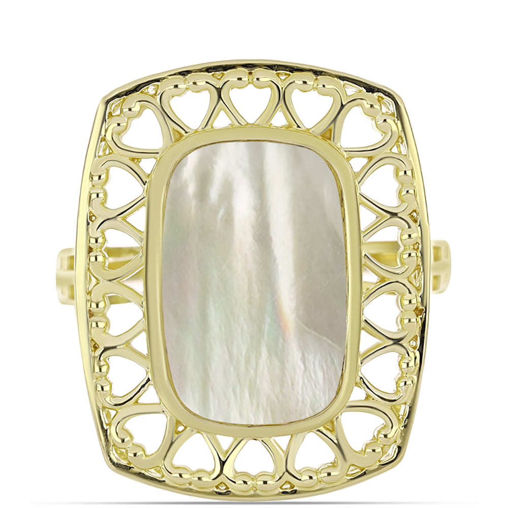 Anillo de Plata Bañada en Oro con Madreperla 1 