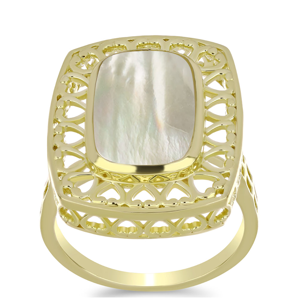 Anillo de Plata Bañada en Oro con Madreperla 3 