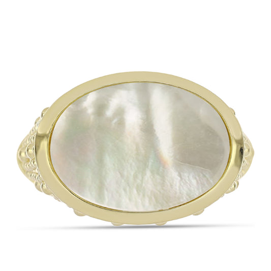 Anillo de Plata Bañada en Oro con Madreperla