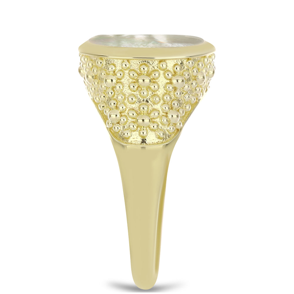 Anillo de Plata Bañada en Oro con Madreperla 4 