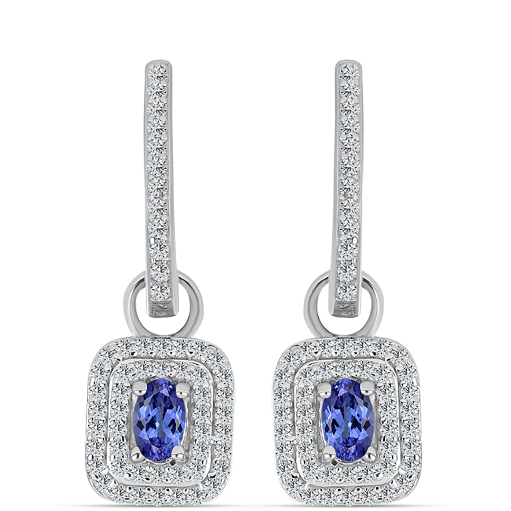 Pendientes de Plata con Tanzanita AAA y Topacio Blanco