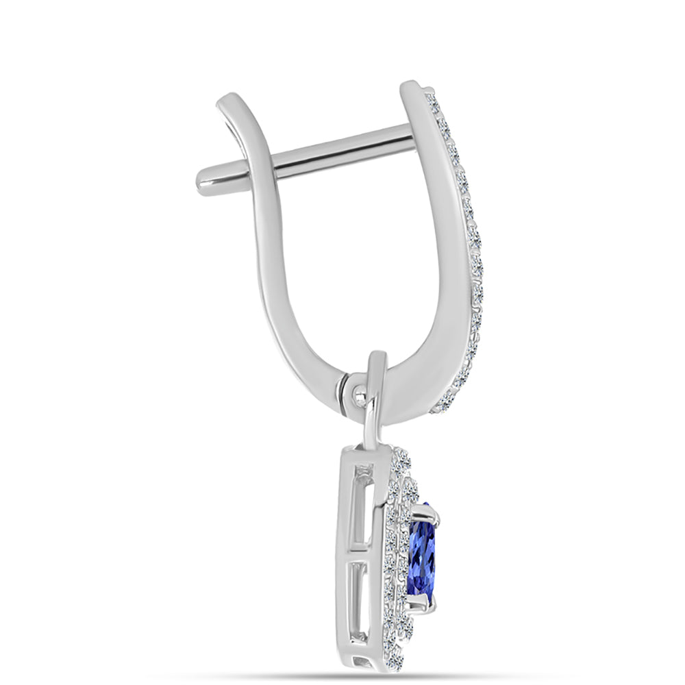 Pendientes de Plata con Tanzanita AAA y Topacio Blanco 2 