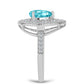 Anillo de Plata con Cuarzo Paraiba y Topacio Blanco