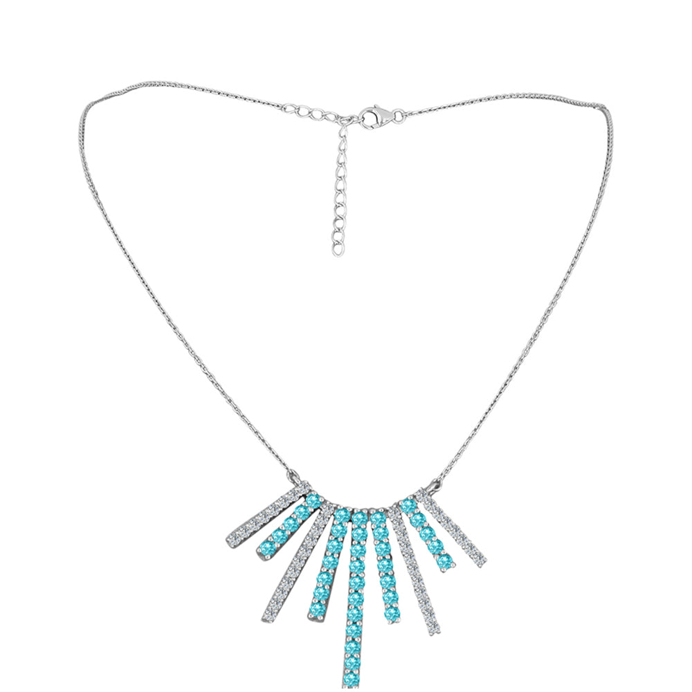 Collar de Plata con Cuarzo Paraiba y Topacio Blanco 1 