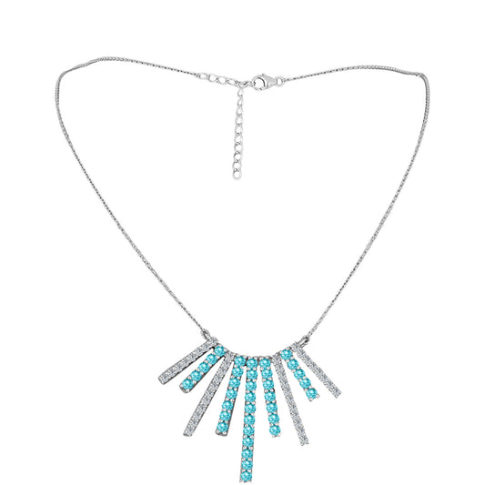 Collar de Plata con Cuarzo Paraiba y Topacio Blanco