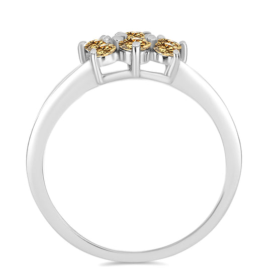 Anillo de Plata con Moisanita Champagne