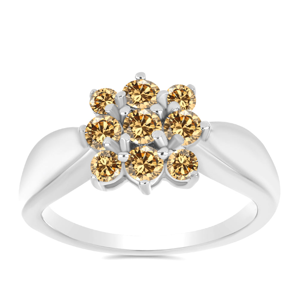 Anillo de Plata con Moisanita Champagne 3 