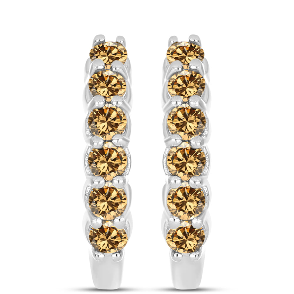 Pendientes de Plata con Moisanita Champagne