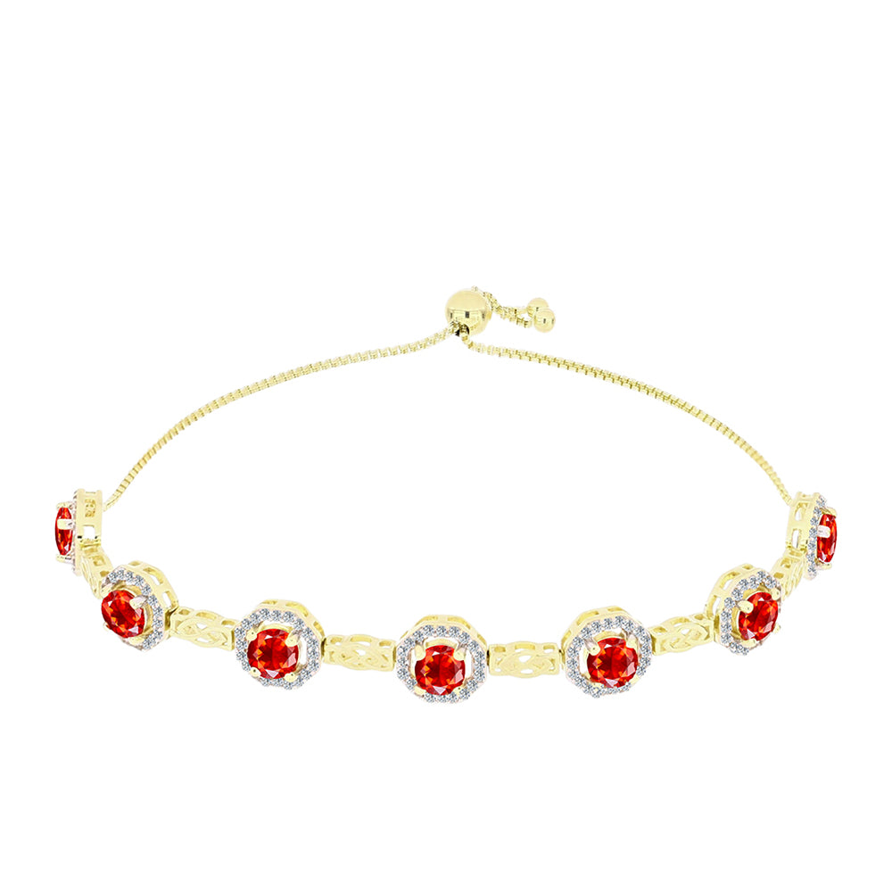Pulsera de Plata Bañada en Oro con Ópalo Rojo etíope de Lega Dembi y Topacio Blanco 1 